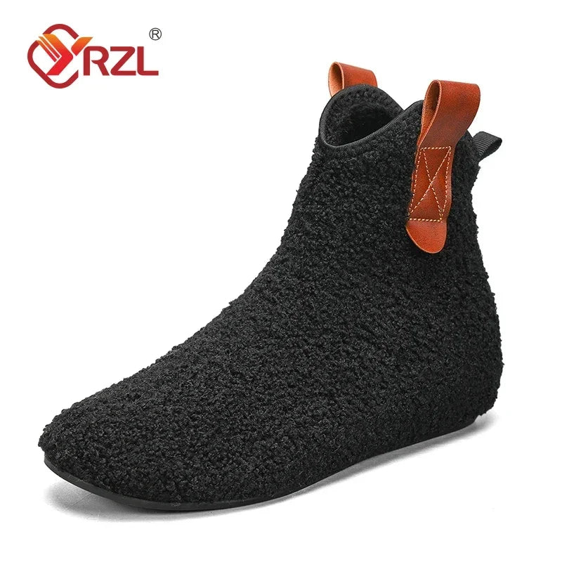 YRZL Cotton Shoes Male Boots Men Winter Warm Indoor Home Shoe Comfortable Plush Man Casual Shoes Soft  Anti-slip Walking Shoes