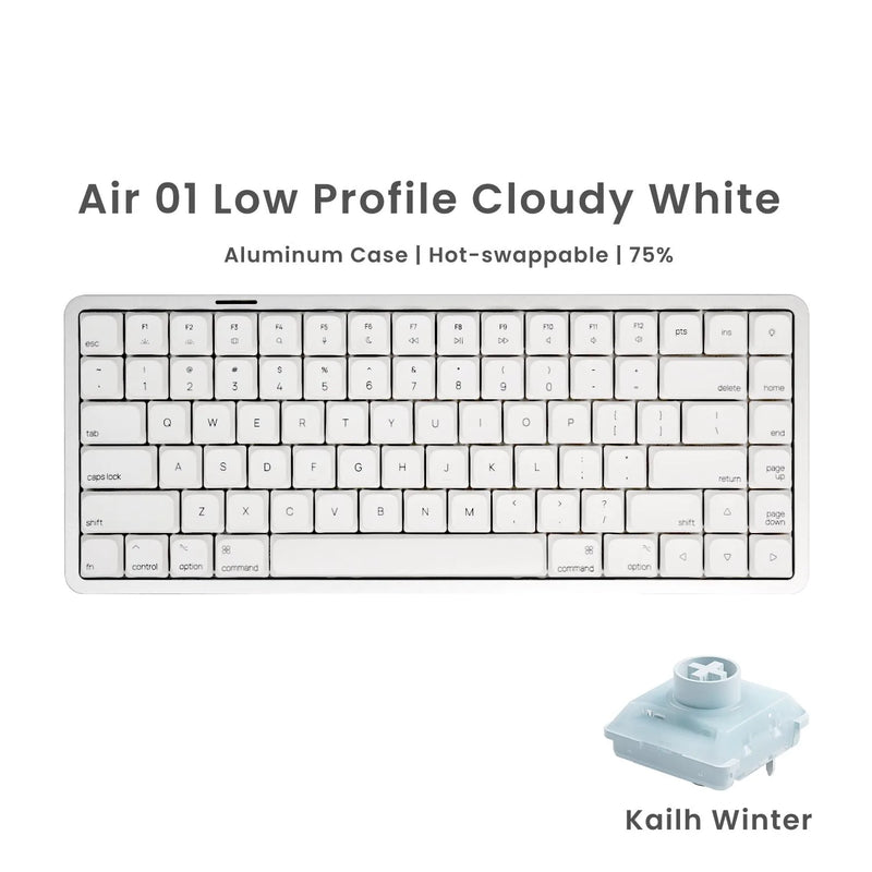 Akko Air 01 Mechanical Keyboard 75% 84-Key Mac Layout Custom Low Profile Hot-swappable RGB Tri-mode Keyboard Gasket Aluminum