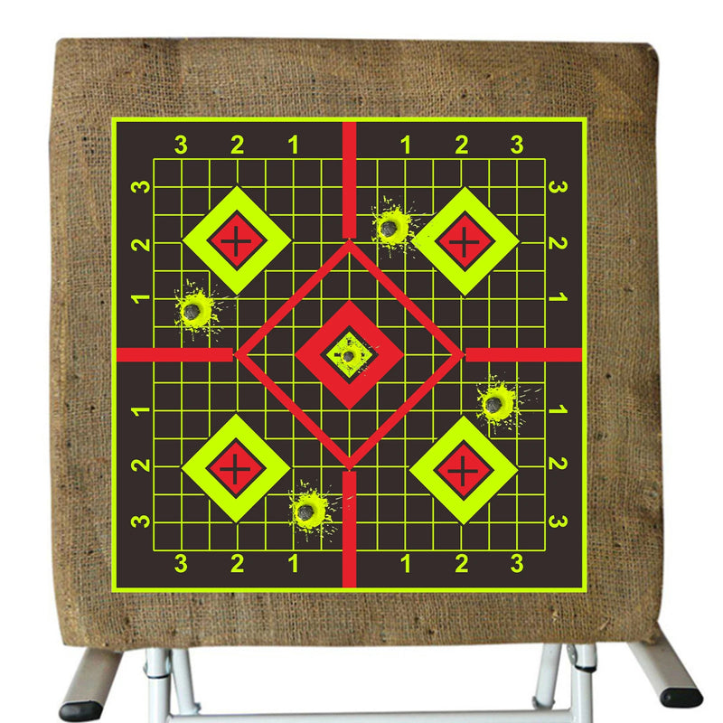25Pcs 10in Square Shooting Practice Splatter Target Stickers Shooting Target Training Supplies Stickers Fluorescent Color Labels (Can Be Used for Shooting Practice)