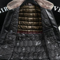 Men's Autumn and Winter Black Gold Graphene Lined Camel Hair Warm Fur Collar Pu Leather Jacket