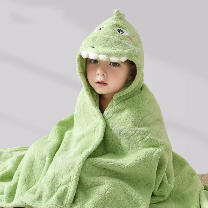 Thickened Absorbent Cotton Baby Bath Robe Cartoon Hooded Design Portable Soft Swaddle Blanket Infant Shower Daily Care Towel