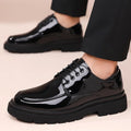2025 Autumn Patent Leather Men's Business Formal Tie-Up Shoes Safety Professional Bata Breathable Men's Shoes botas para hombre