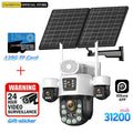 4 Lens Outdoor 360° Surveillance Solar Camera 20MP 60X Optical Zoom 4G SIM Home Security PTZ Auto Track AOV 24/7 Record CCTV Cam