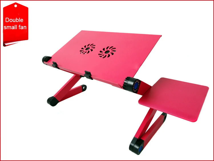 Adjustable Laptop Desk Stand Cooler Fan Portable Ergonomic Lapdesk for Bed Sofa PC Notebook Table Desk with Mouse Pad Aluminum