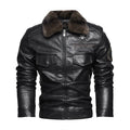 Winter Men's Warm PU Leather Jackets Fashion Men Retro Fur Collar Motorcycle Jacket Men Windbreaker PU Leather Coats Clothing