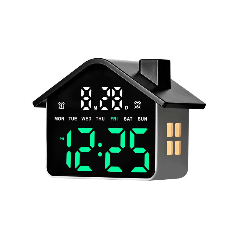 LED Digital Alarm Clock House Voice Control Date Week Brightness Adjustment Electronic Table Clock with Night Light 12/24H