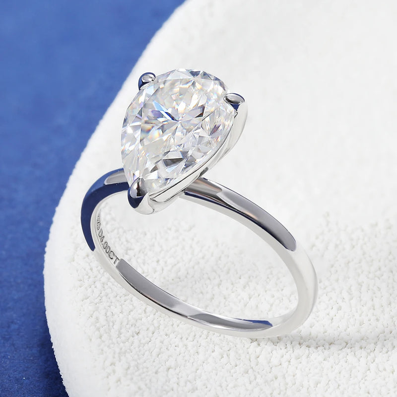 1-4 Carat Pear Cut D Color Moissanite Rings 925 Sterling Silver Waterdrop Diamond Ring Engagement Wedding Bands Jewelry with GRA