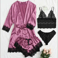 Women's Four-Piece Lace Camisole Nightwear Set with Robe | SAMAG
