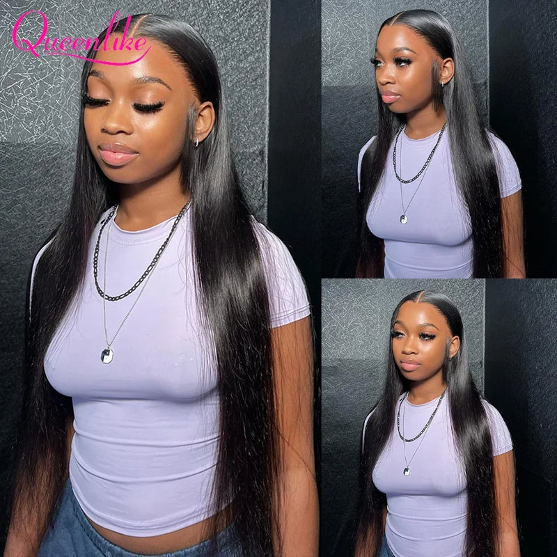 Queenlike 5x5 Lace Closure With Bundles Brazilian Weave 30 40 Inch Straight Human Hair Bundles With 6X6/13X4 Frontal Closures