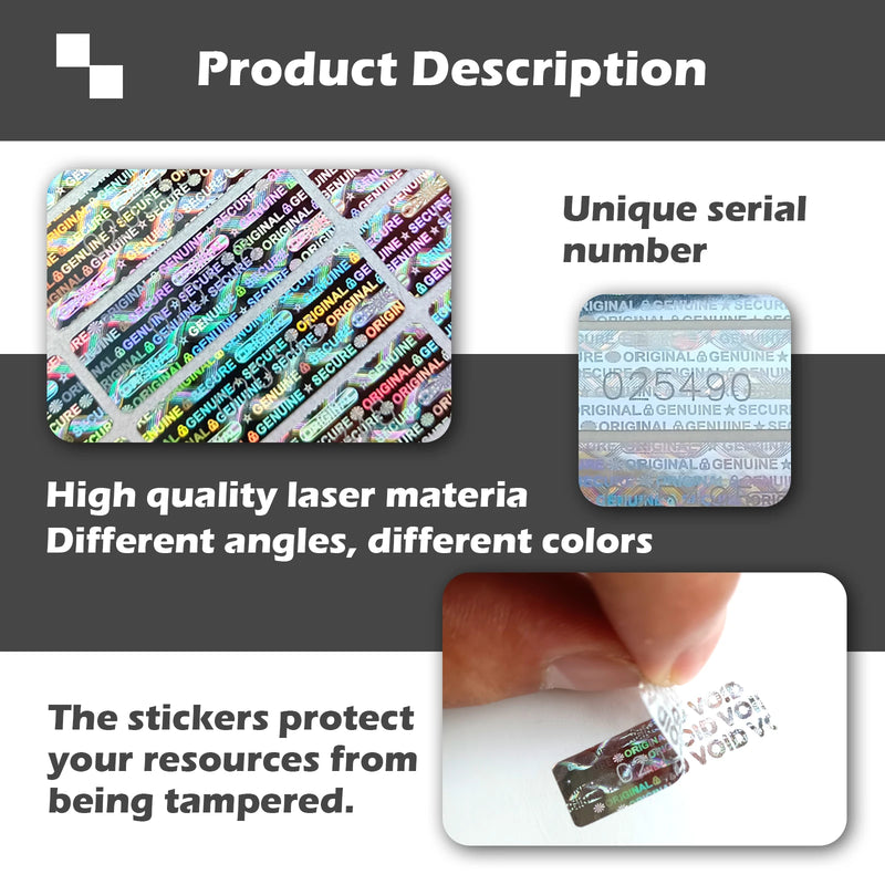 280/550pcs Hologram Security Seal Stickers Laser Tamper Proof Original Genuine Labels Warranty Void Holographic Custom Sticker