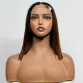 250% Density Bob Straight Human Hair 2X6 Transparent Lace Closure Frontal Human Hair Wigs 100% Human Hair Ginger 99J Colored Wig