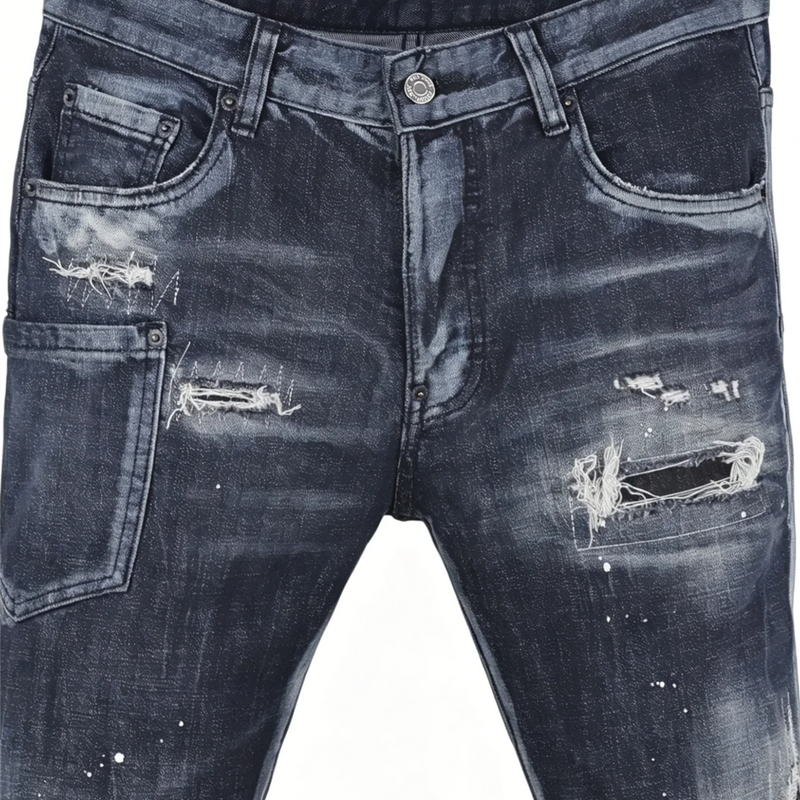 6060 Four Seasons New Men's Washed Ripped Patch Old | SAMAG