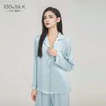 2025 Summer New 100% Mulberry Silk Long-Sleeve Long Pants 2PCS Sets Women's Pajama Set European  American Style Loungewear