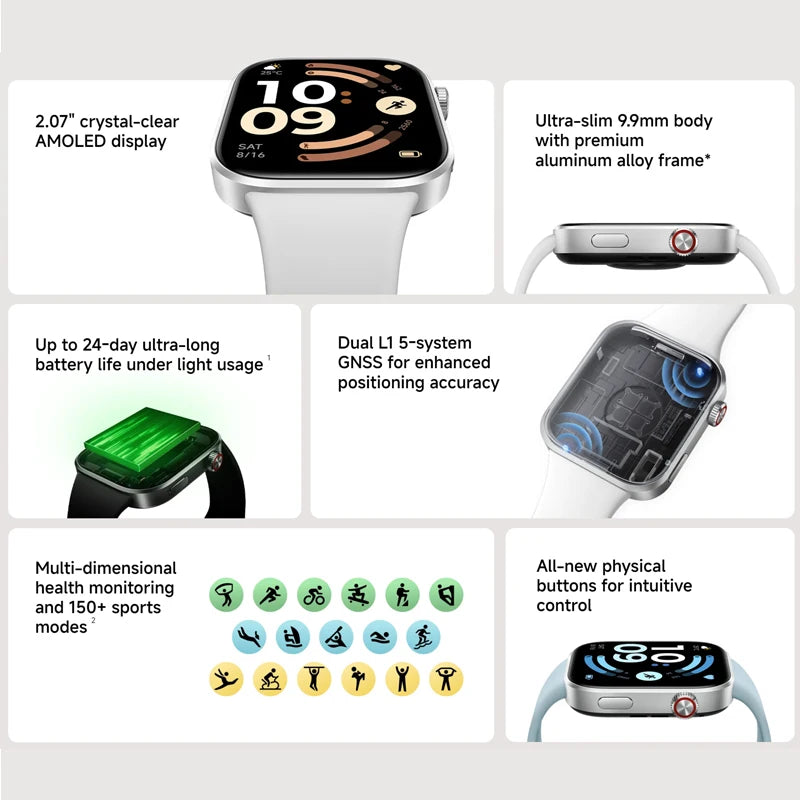 Global Version Redmi Watch 6 2.07" AMOLED Screen 550mAh Battery 150+ Sports Modes 5ATM Water Resistance Xiaomi HyperOS 3