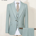 ST Cassy Summer Thin Version Men's Suit Green Slim Fit Formal Business Office Men's Suits（jacket+Vest+Pants）