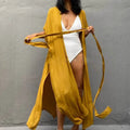 Swimsuit Cover Ups for Women Beach Cape Tunic Kimono Summer Belted Split Wrap Dresses Pareo Holiday Bathing Suits Factory Supply