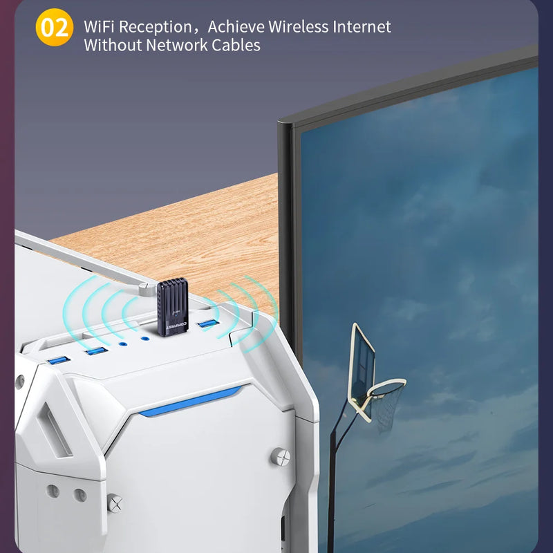 Comfast AX900 BT5.3 2.4G/5Ghz Bluetooth WiFi 6 USB Adapter 900Mbps Wireless Adaptador Free Drive Wi - fi - Visuel 4 | SAMAG