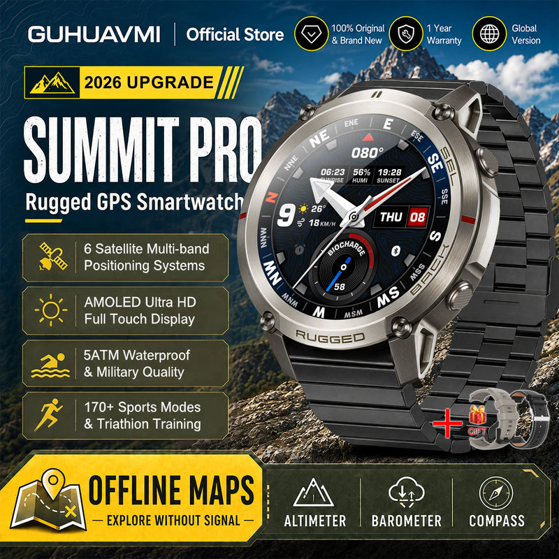 2026 Military Satellite Offline Map GPS Smart Watch Men 1.43''AMOLED Bluetooth Call Compass 5ATM Waterproof 170+Sport Smartwatch