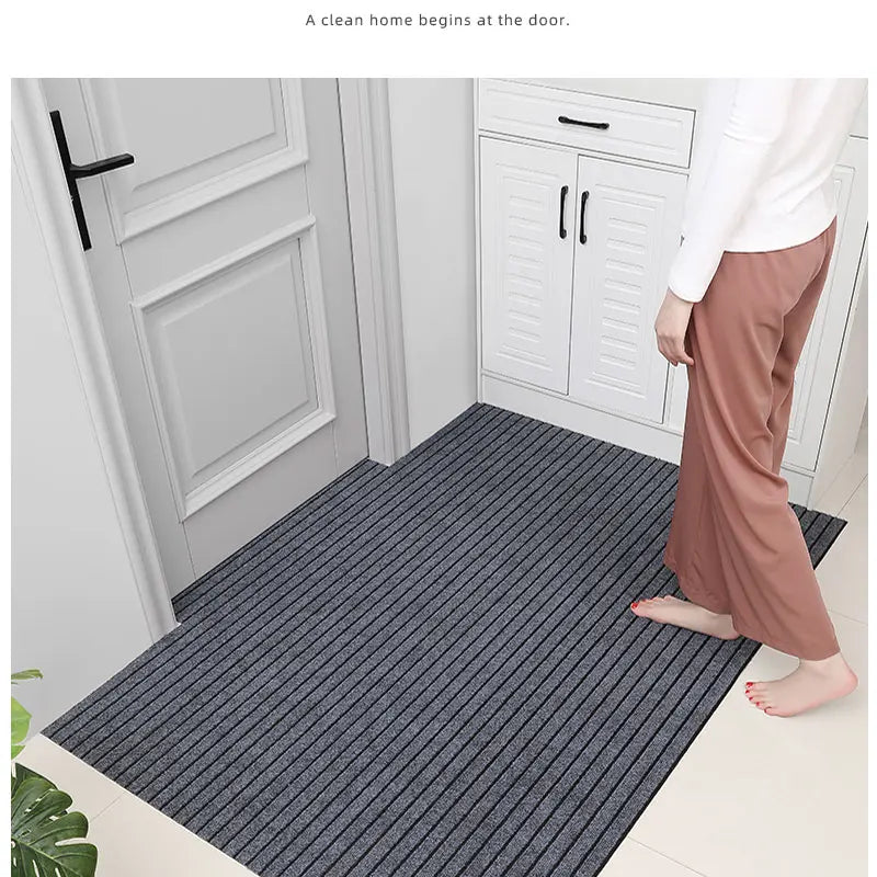 Modern Minimalist Square Floor Mat - Durable, Stain/Fade Resistant, Non-Slip Rubber Backing, Machine Washable for Indoor/Outdoor