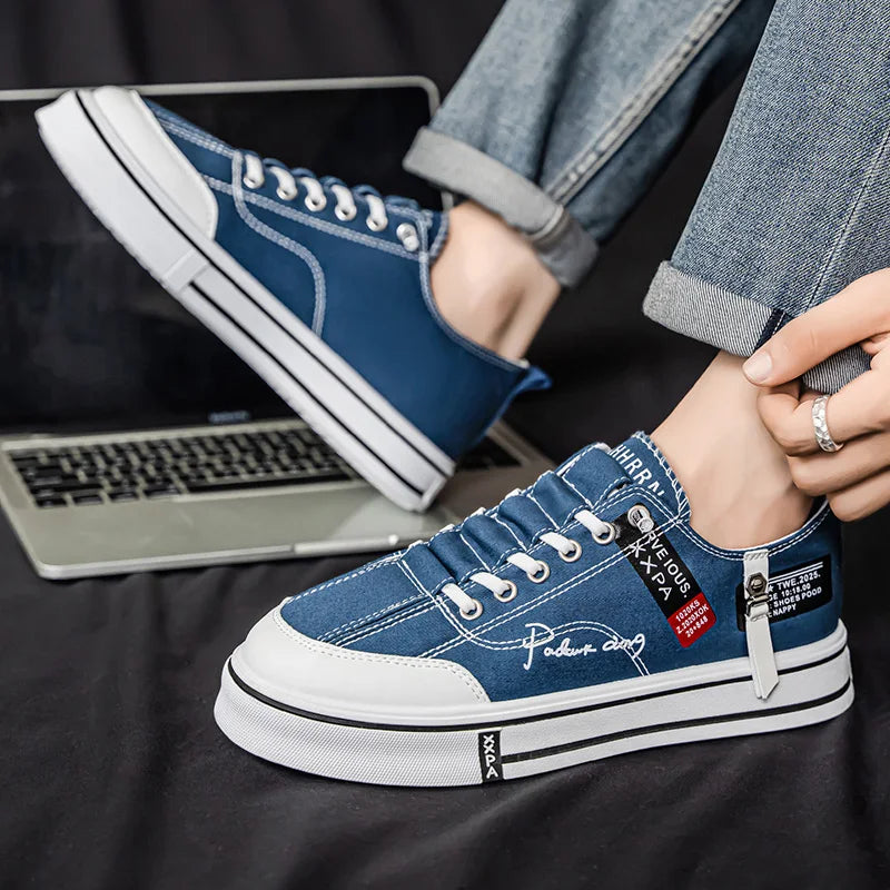 Men's Canvas Shoes Low Top Board Shoes Casual Trendy Shoes,  Men's Shoes Student Youth Thick Soled Cloth Shoes