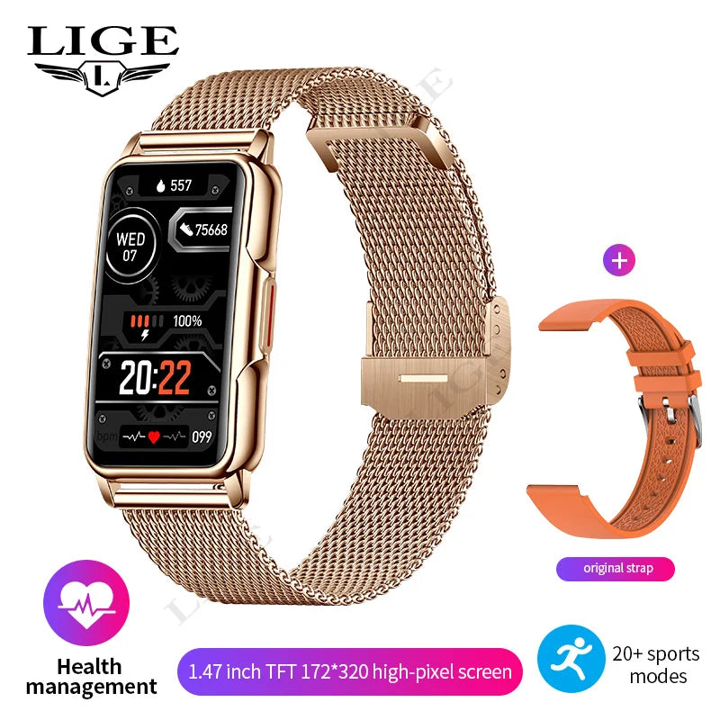 LIGE Women Smart Band Men Watch 1.47 inch Full Touch Heart Rate Sport Fitness Smartwatch New Outdoor Smart Bracelet Ladies 2025