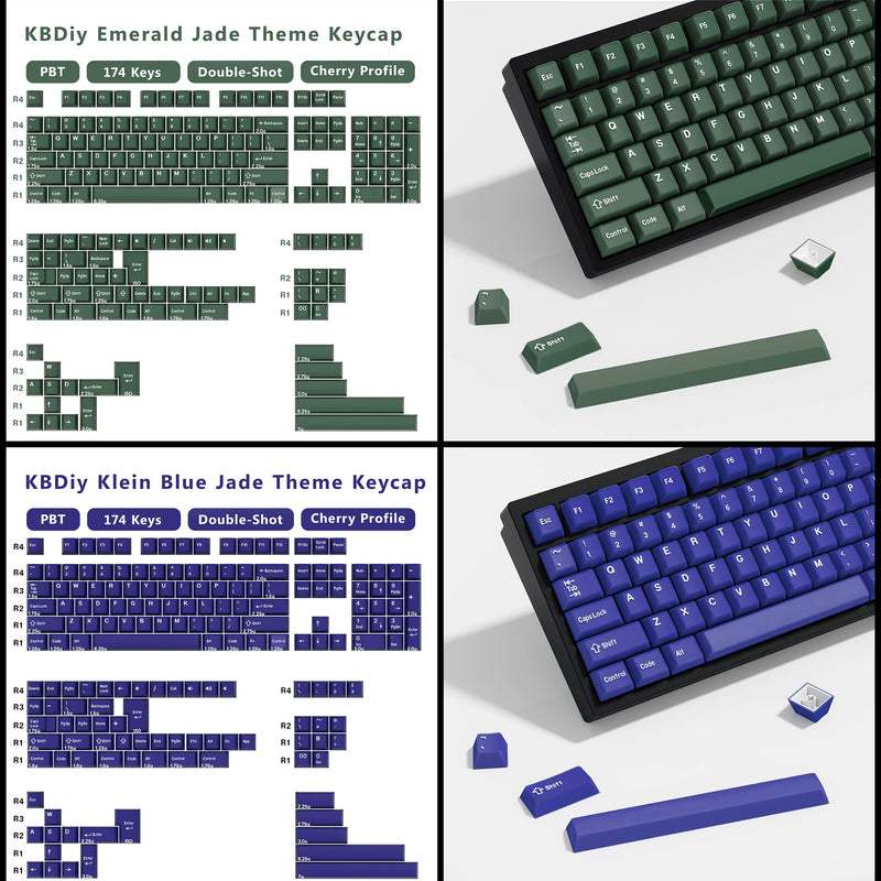KBDiy GMK Blue Samurai Keycap Cherry Profile Double Shot PBT ISO Keycaps For Gamer Mechanical Keyboard Kit Gaming Point Key Cap