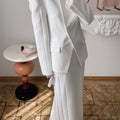Laur Stand Collar Irregular Blazer Wide Leg Trousers Two Piece Set Women Single Button Elegant Office Suit Commuter Outfit 2026
