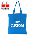 Custom Canvas Tote Bag 100% Cotton Print Your Design Logo Photo Handbag Work Reusable Grocery Shopping Customized Portable Bag
