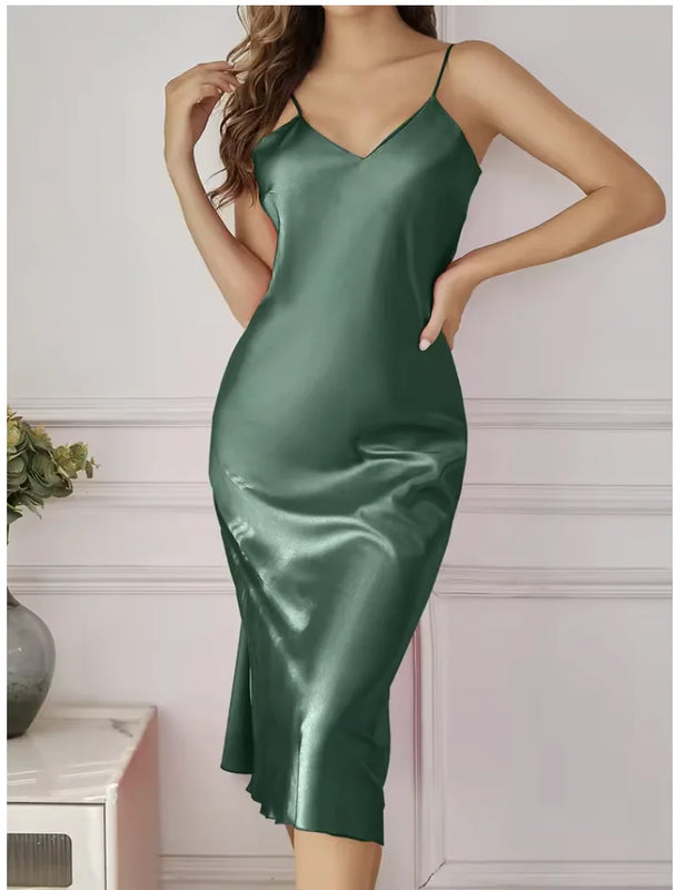 Sexy Nightie Woman Suspender Nightdress Backless Camisolas Night Dress Lingerie Nightgown Sleep Tops Pajamas Satin Woman