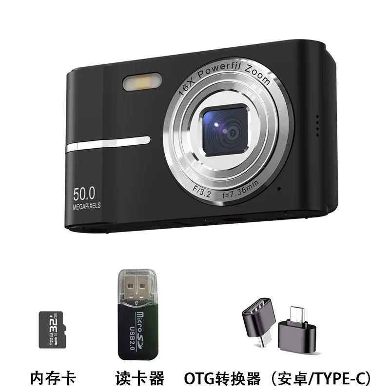 Lenovo 5K Digital Camera 50MP 16X Student Cam Outdoor Anti-Shake Digital Video Camera Flash Video Recorder Small Video Camera