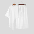 INCERUN Men's Sets Solid Color Loose Long Sleeve Irregular T Shirt Pants Two Piece Streetwear Casual - View 9 | SAMAG