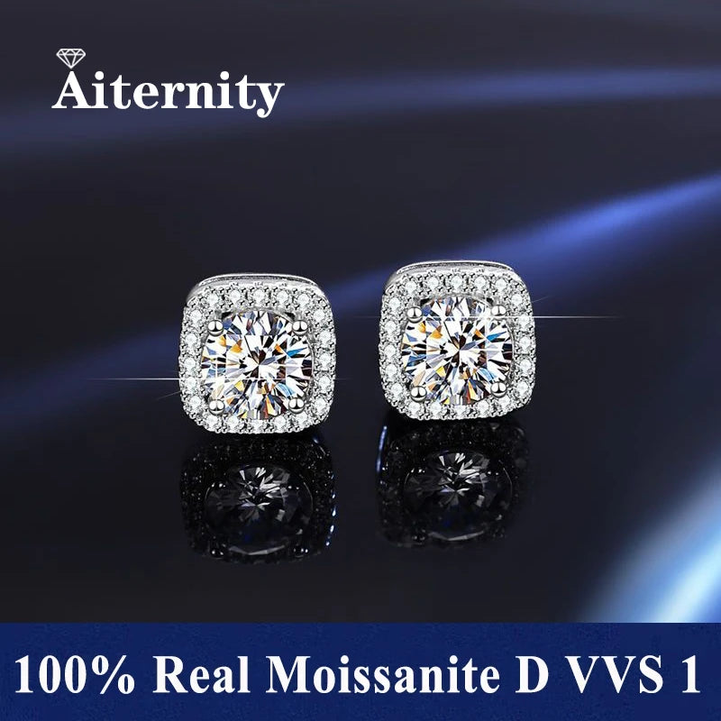 D VVS1 Moissanite Stud Earrings For Women Pass Diamond Tester Pen S925 Platinum Plating Moissanita With 2 Certificates