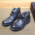 British Style Mens Ankle Boots Soft Calf Real Leather Handmade Motorcycle Boots Leather Sole Comfortable Lace Up Winter Footwear