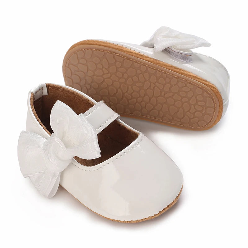 Baby Newborn Girl Princess Anti slip Bow Shoes Preschool Children's Soft PU Leather Walking Shoes  Series First Walking Shoe