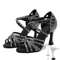 Latin Dance Shoes Women High Heels Hot Selling Diamond-encrusted Sandals Indoor Soft-soled Stage Game Party Social Ballroom Girl