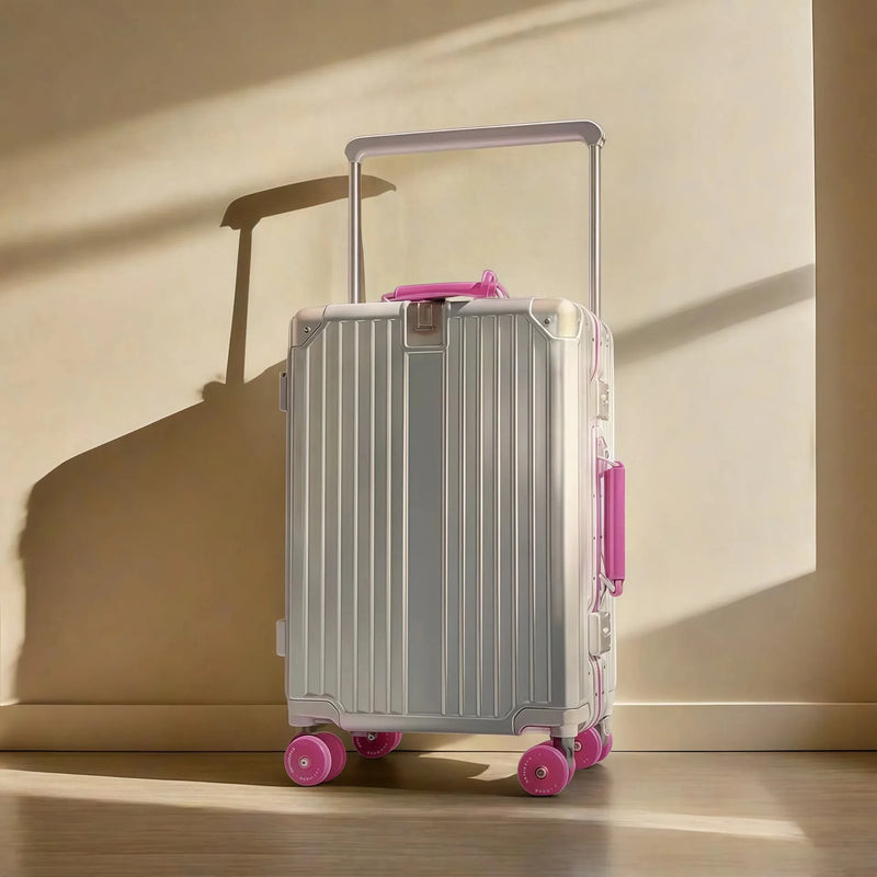 BunnyFly Wide Handlebar Travel Trolley Suitcase with Colorful Silent Wheels TSA Lock Rolling Luggage Large Capacity PC Material