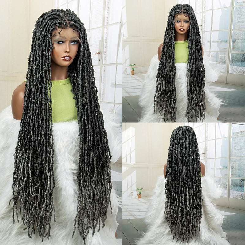 Pink Soft Faux Braids Wig for Black Women 36 Inches Synthetic Knotless Box Braided Wigs with Baby Hair Full Lace Dreadlock Wig