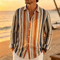 Men's long sleeved shirt mixed color vertical stripe | SAMAG