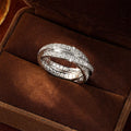 Lnngy Three Layer Moissanite Eternity Ring 14k Gold Filled 1.75mm Lab Created Diamond Wedding Band For Women Sparkling Jewelry