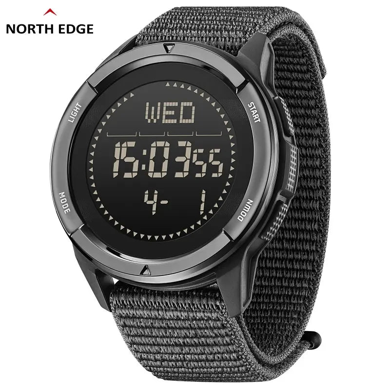 NORTH EDGE ALPS 1 Men's Digital Watch Carbon Fiber Case Shockproof Outdoor Sports Watch Compass 50M Waterproof