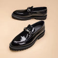 British Style Metal Buckle Loafers Men Thick-soled Wedding Shoes New Formal Business Comfort Shoes Slip-on Leather Casual Shoes