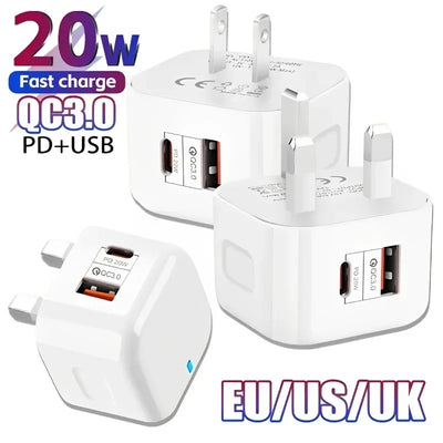 20W Dual Ports Wall Charger Type-C USB C PD Phone Fast | SAMAG