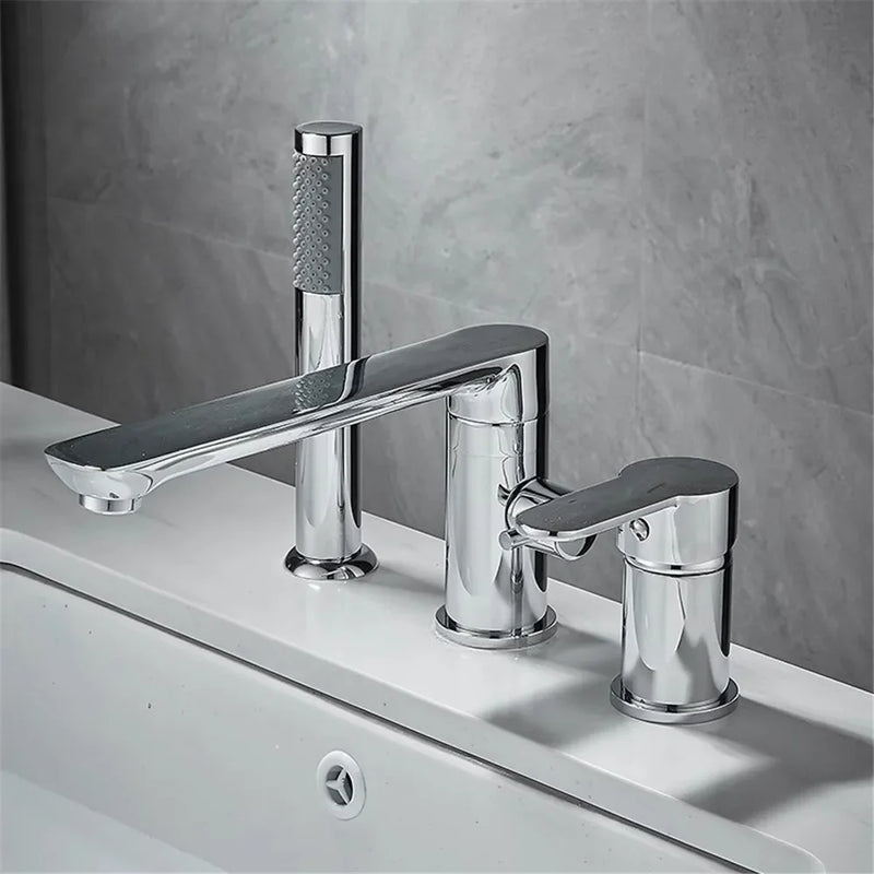 Brushed Gold Bathtub Faucet Widespread Bathtub Sink Mixer Tap black Brass Bathroom Bath Shower Faucet with Hand shower Head