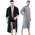 New Button Men's Pajamas Thin Fattened Plus Size Pajamas Bathrobes One-piece Pajamas Men's Loungewear Robe Kimono Bath Robe Men
