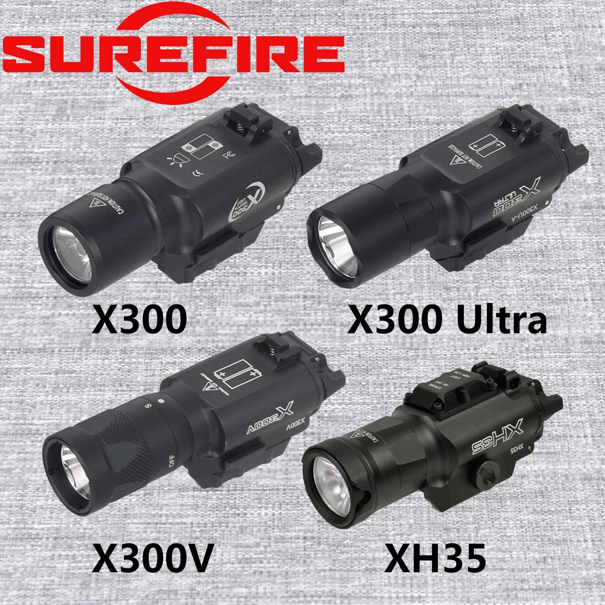 SureFire Tactical X300 X300U Ultra X300V XH35 Metal Pistol Gun Strobe LED Light Fit 20mm Rail Airsoft Tools Hunting Flashlight