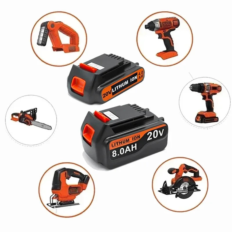 For Black & Decker LB20 LBX20 Battery Pack 3/4/6/8Ah BL2018 Long Runtime Lithium Replacement Battery