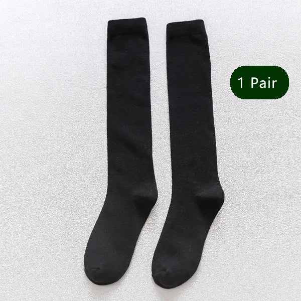 Men Long Socks Knee High Cotton Solid Business Soft | SAMAG