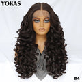 Latisha Lace Frontal Wigs Synthetic 24 Inch Loose Curl Pre Plucked Lace Frontal Wig For Women Highlight With Baby Hair 13X6 Wigs