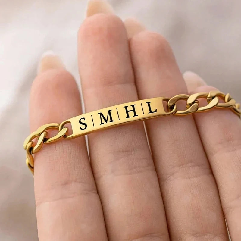 Stainless Steel Personalized Name Bracelets and Bangles for Man Woman Custom Nameplate Date DIY Jewelry - Visuel 4 | SAMAG