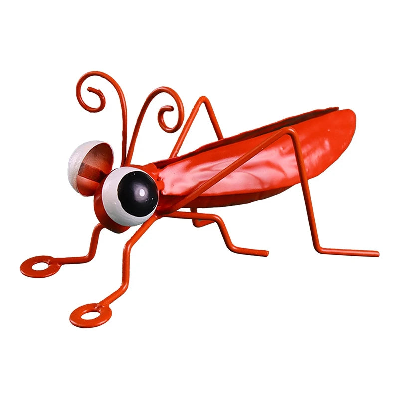Garden Cute Metal Grasshopper Figurine Decor Outdoor Tree Wall Art Garden Grasshopper Statues Decoration For Yard Patio Backyard